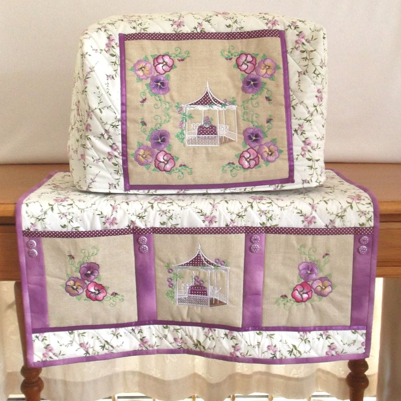 Bundle Pansy Sewing Machine Cover and Mat