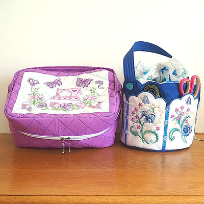 Bundle Sweet Pea Sewing Box and Antique Sewing Caddy