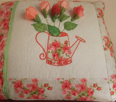 Watering Can with Rosebuds Cushion